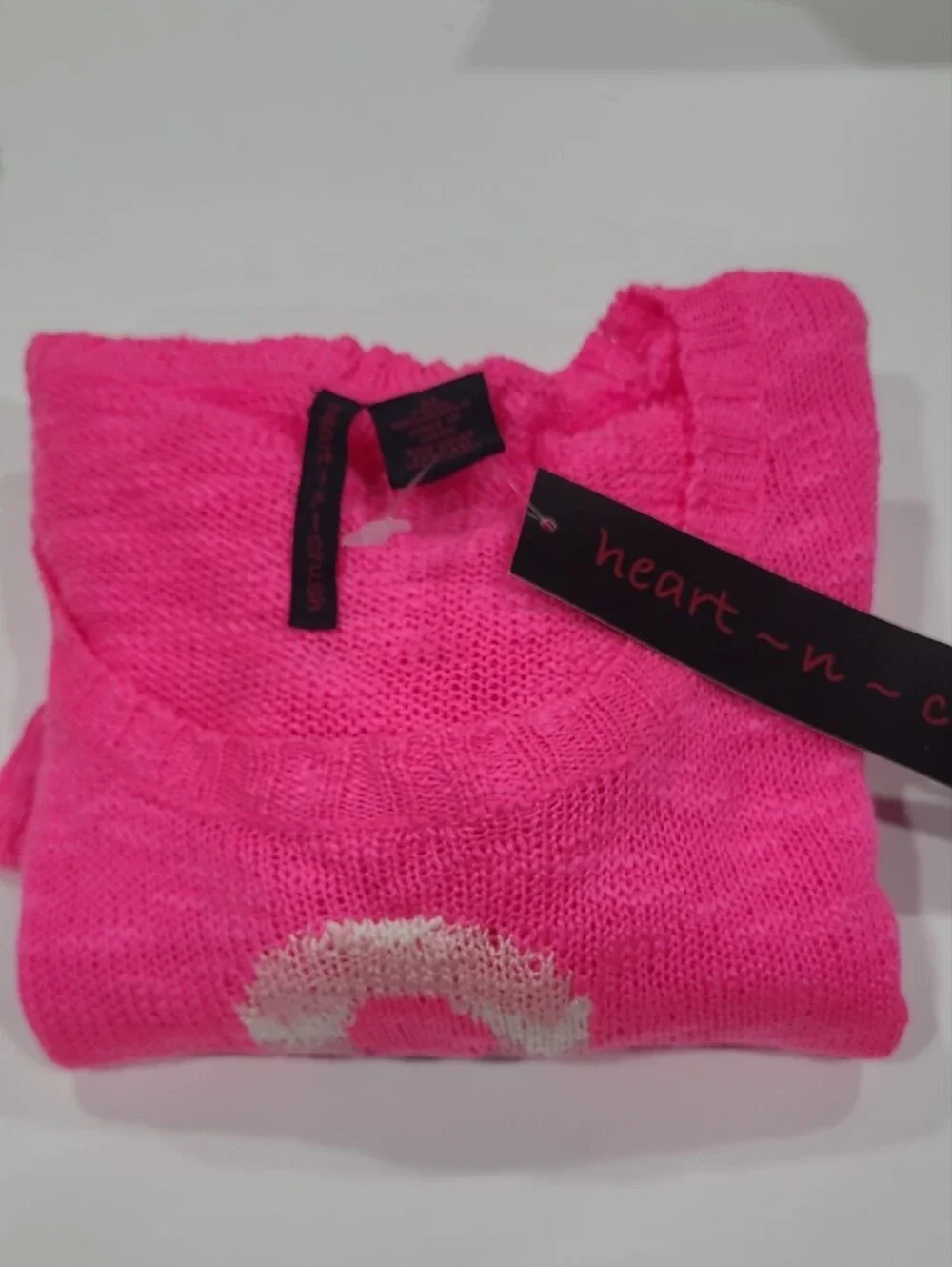 Heart N Crush Girls Bright Pink Anchor Knit Sweater - Sz M
